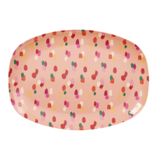 Coral Dapper Dot Print Rectangular Melamine Plate Rice DK